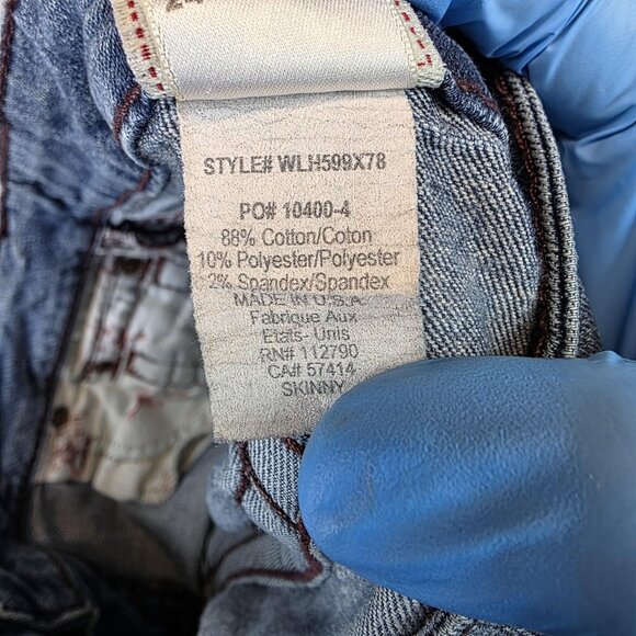 True Religion Jeans Womens 25 Blue Skinny WLH509X78 Distressed Made USA - Picture 14 of 14